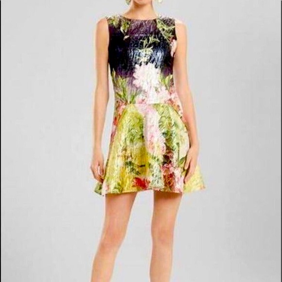 NATORI Birds Of Paradise Jacquard Shimmer Dress Size 10 NEW Bridal Wedding - Picture 1 of 11